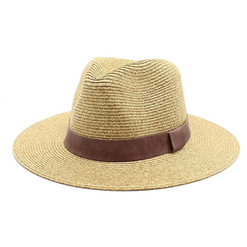 Custom Ribbon Herren Sommer breiter Krempe Fedora Strohhut