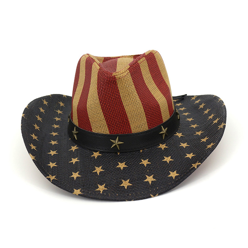 Cowboy-Strohhut mit Flaggen-Print