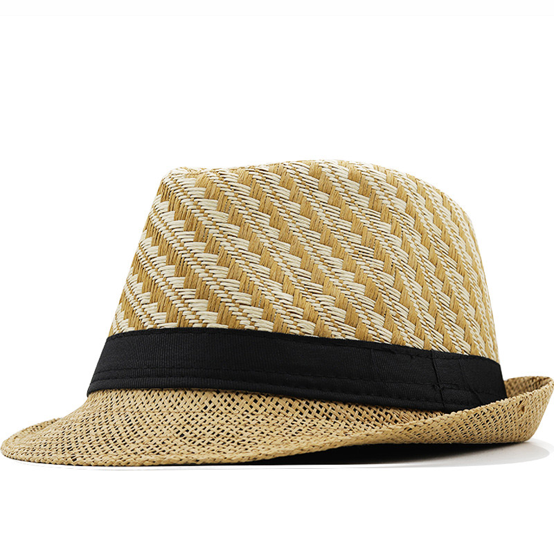 Hot Sale Check Stroh kubanischer Fedora Sonnenhut