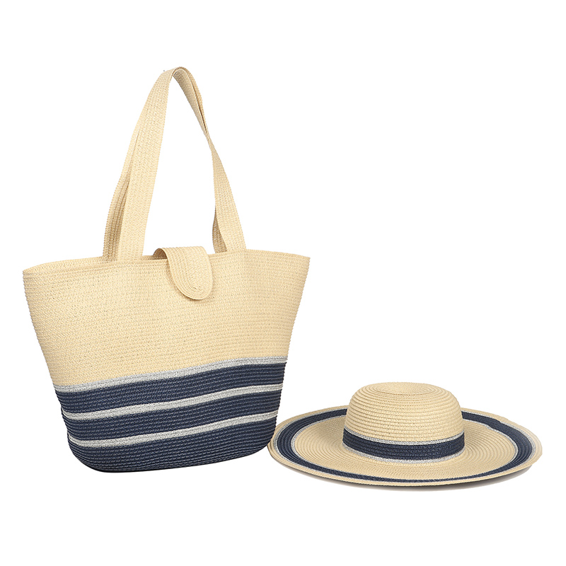 Ladys Stripe Schlapphut und Taschenset