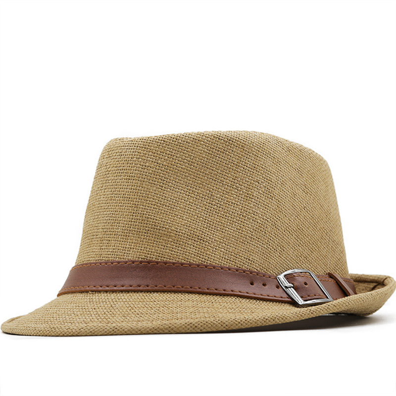 Schlichter PU-Ledergürtel Trilby Fedora Strohhüte