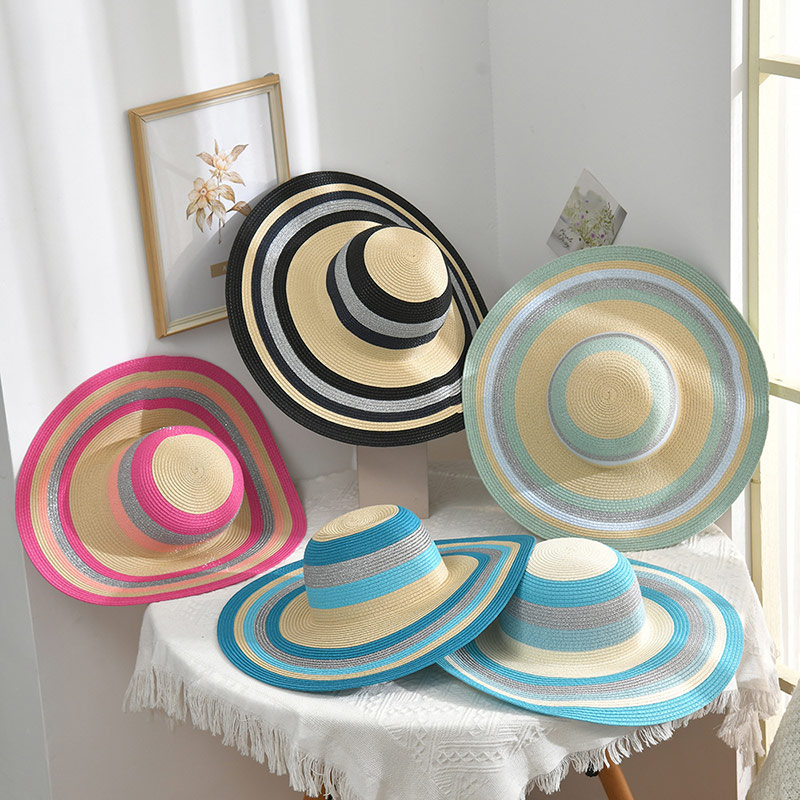 Elegant Stripe Floppy Beach Hat der Großhandelsdame